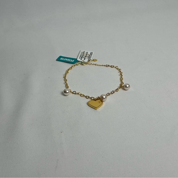 EFFY Freshwater Pearl Dangle Heart Bracelet 14k Sterling Silver Louis Vuitton - Picture 2 of 9
